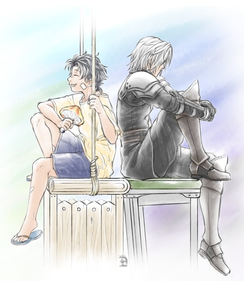 sephiroth and zack fair (final fantasy and 4 more) drawn by aterumichino