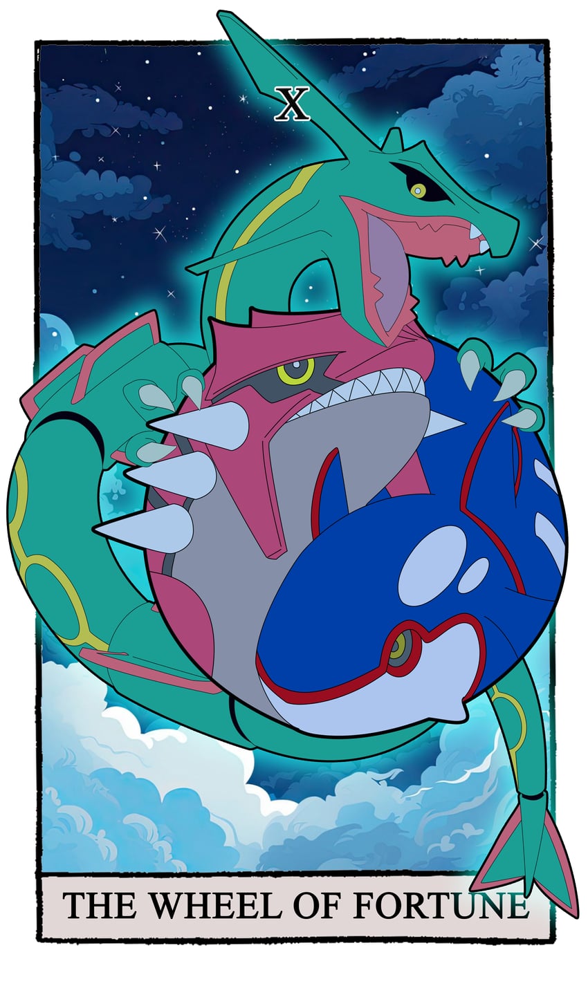 rayquaza, kyogre, and groudon (pokemon) drawn by carrotzmoonman