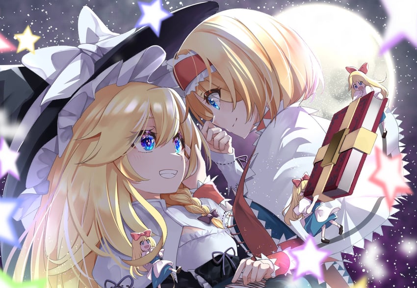 kirisame marisa and alice margatroid (touhou) drawn by nodoguro_(phi-tan)