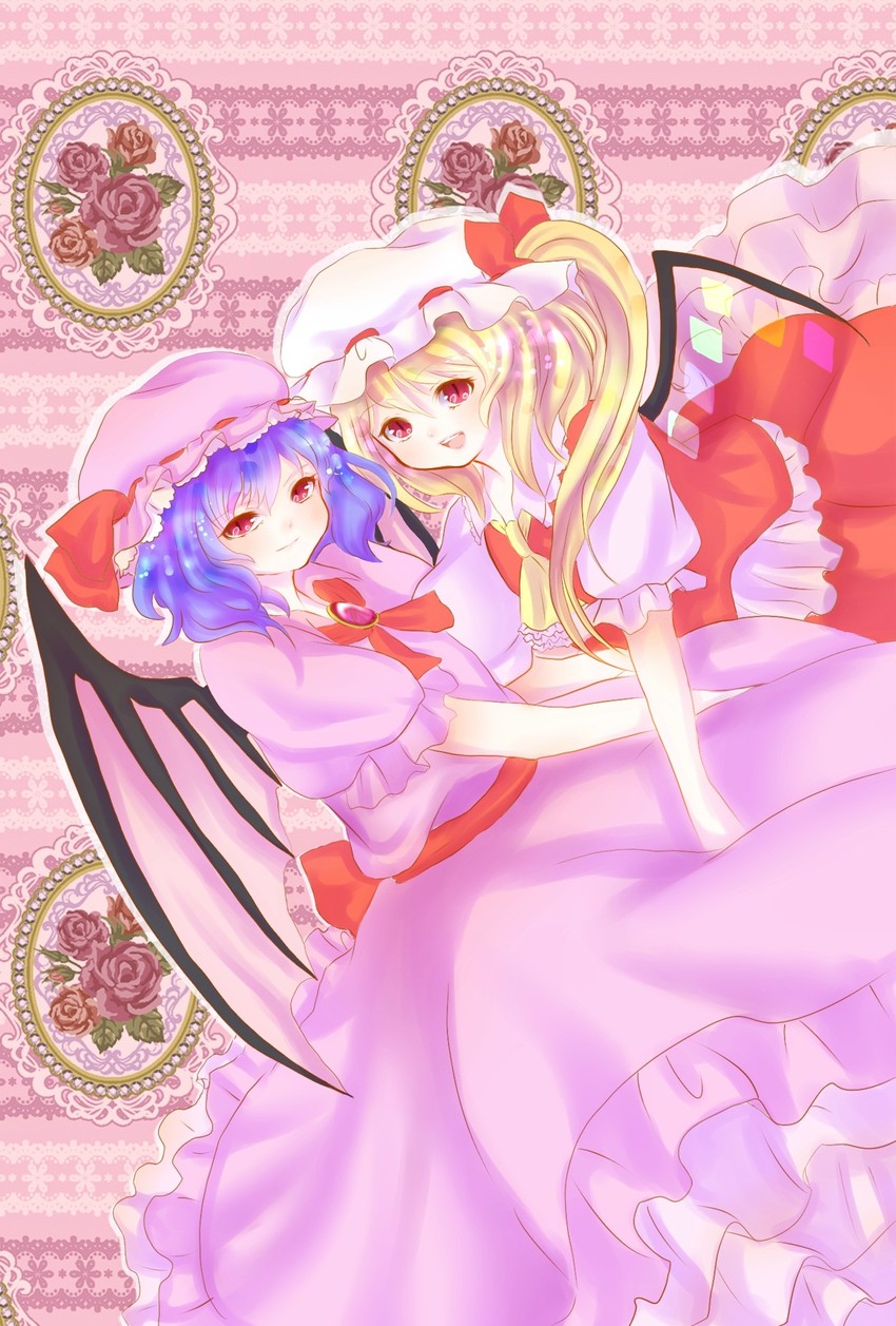 remilia scarlet and flandre scarlet (touhou) drawn by apricot_(apricot25)