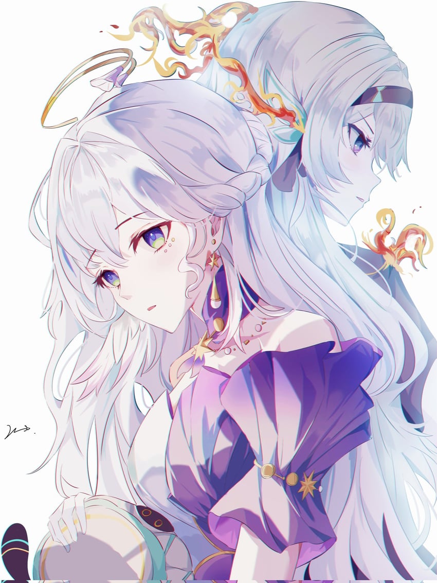 firefly and robin (honkai and 1 more) drawn by qingsi