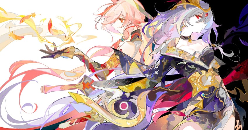 fu hua and herrscher of sentience (honkai and 1 more) drawn by ezu_(e104mjd)