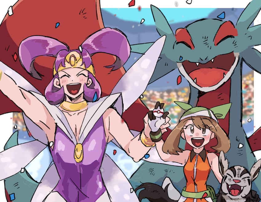may, salamence, mightyena, and tucker (pokemon and 2 more) drawn by yusho_(ossm03)