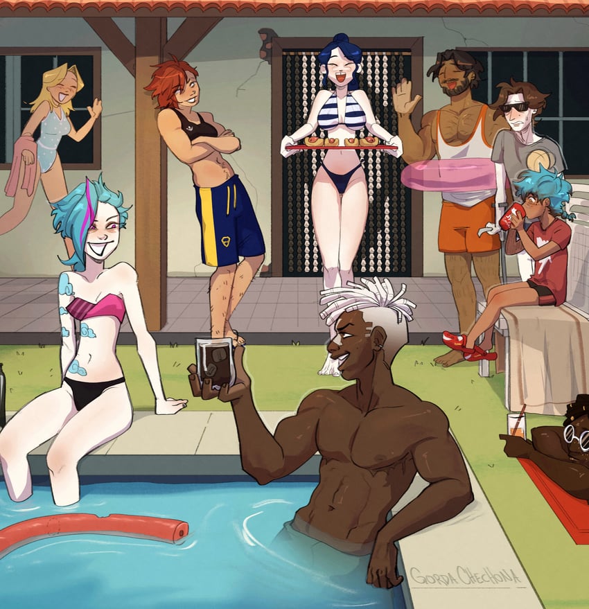 jinx, vi, caitlyn, lux, arcane jinx, and 8 more (league of legends and 1 more) drawn by gordachechona