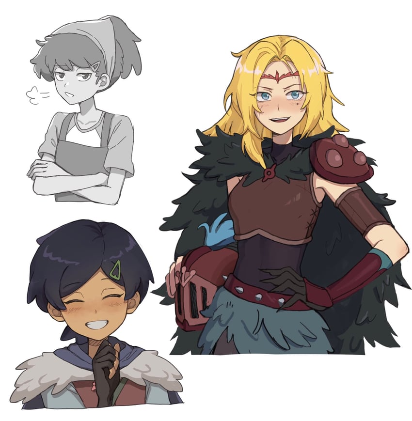 sasha waybright, anne boonchuy, and marcy wu (amphibia) drawn by junsui_(omori0310)