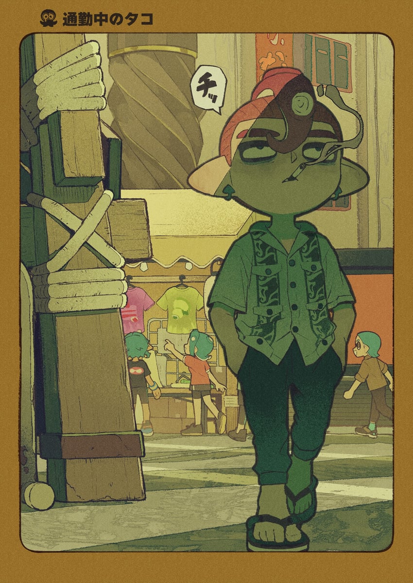 inkling player character, inkling girl, octoling player character, octoling girl, inkling boy, and 1 more (splatoon and 1 more) drawn by iwamushi