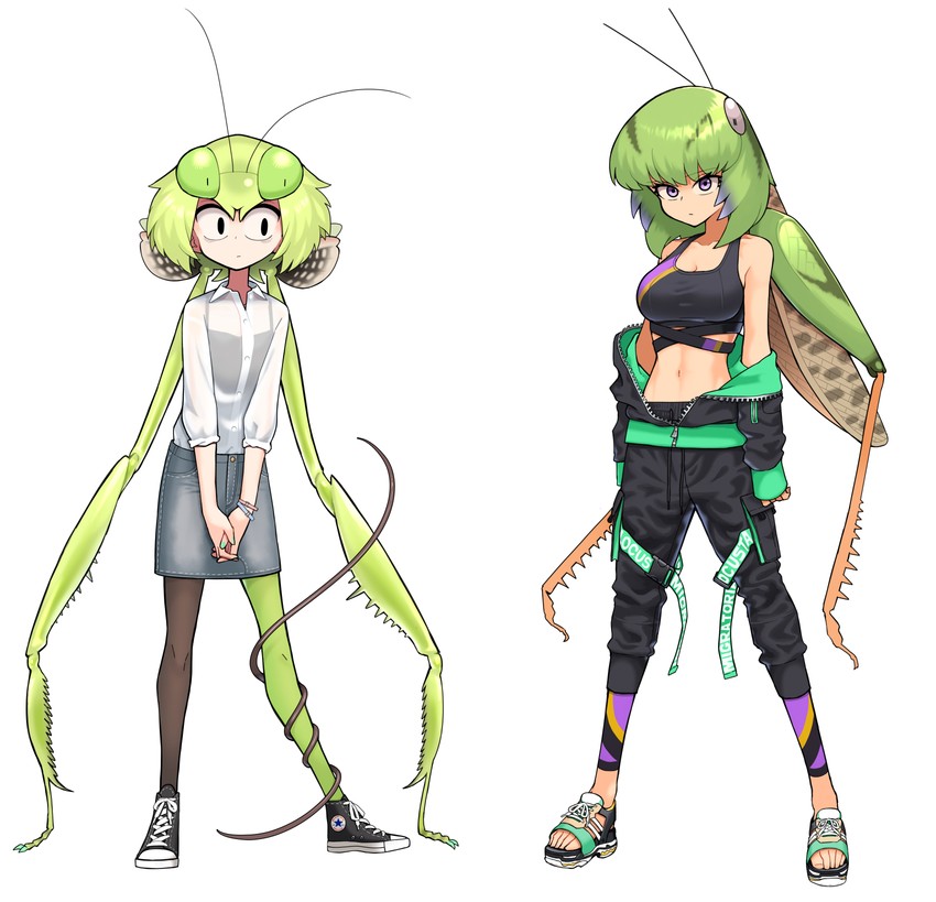 mantis akiyama and grasshopper inoue (original and 1 more) drawn by evolvingmonkey