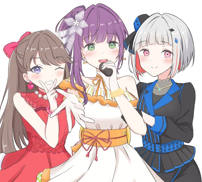 fujishima megumi, otomune kozue, and yugiri tsuzuri (love live! and 1 more) drawn by iroha_(nami3)