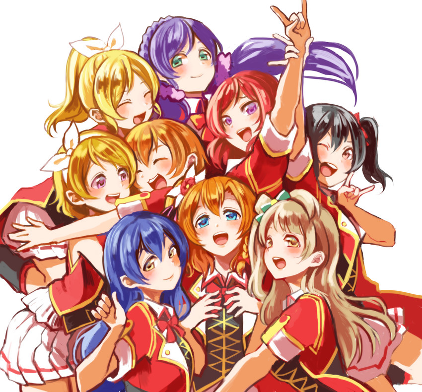 nishikino maki, tojo nozomi, sonoda umi, yazawa nico, ayase eli, and 4 more (love live! and 1 more) drawn by konya_(chocolate_palette)