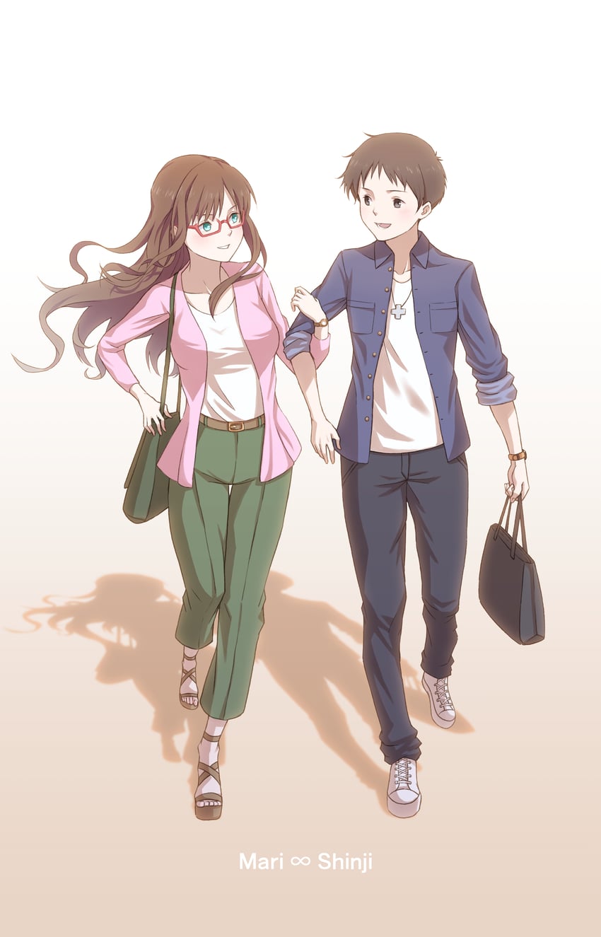 ikari shinji and makinami mari illustrious (neon genesis evangelion and 2 more) drawn by ka_ki_o