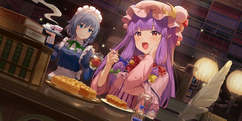 izayoi sakuya and patchouli knowledge (touhou and 1 more) drawn by joey_koguma