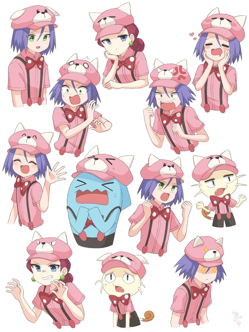 jessie, james, meowth, wobbuffet, and bewear (pokemon and 1 more) drawn by tsukino_mi