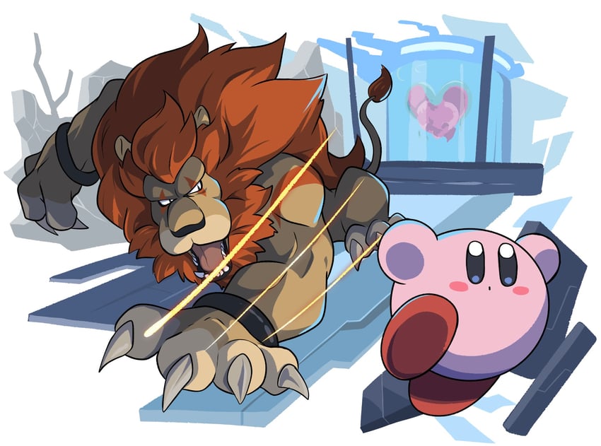 kirby, fecto forgo, and leongar (kirby and 1 more) drawn by poyo_party