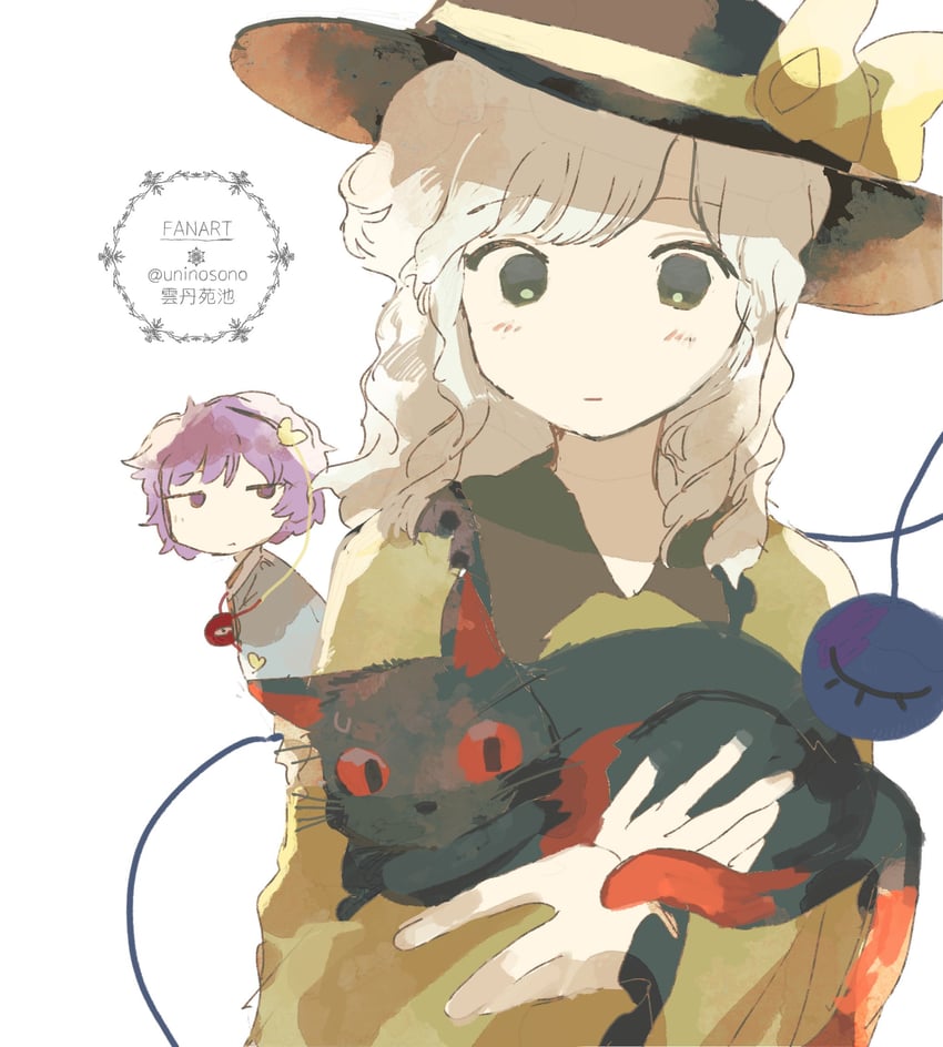 komeiji koishi, komeiji satori, and kaenbyou rin (touhou) drawn by uninosono