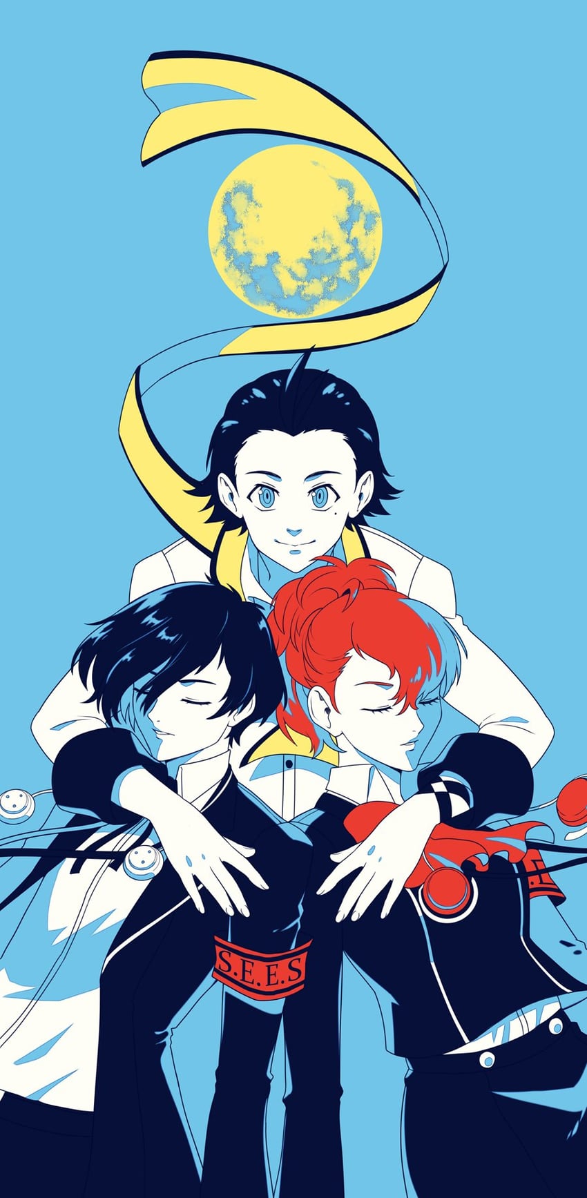 yuuki makoto, shiomi kotone, and mochizuki ryouji (persona and 2 more) drawn by kitsune23star