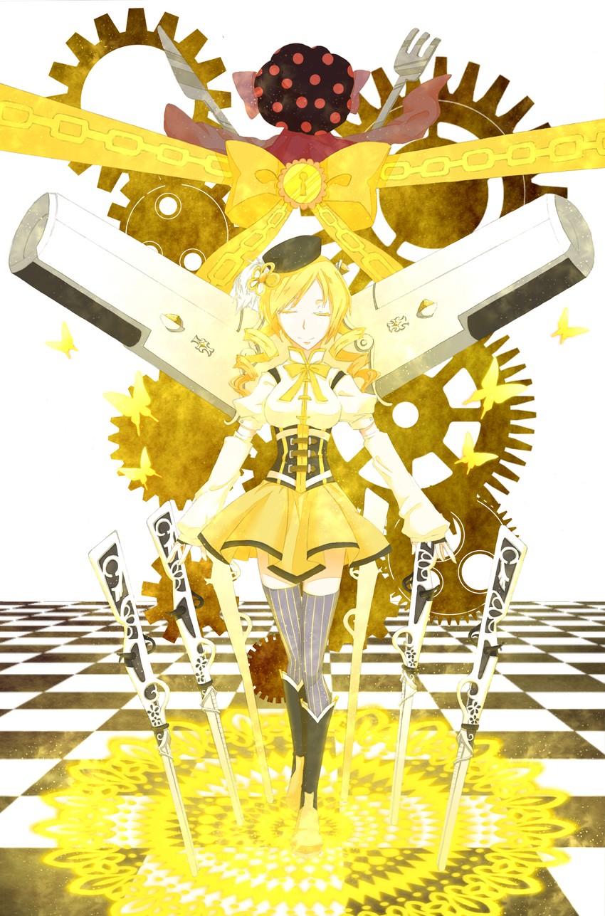 tomoe mami and charlotte (mahou shoujo madoka magica) drawn by hisame_(gocbu)