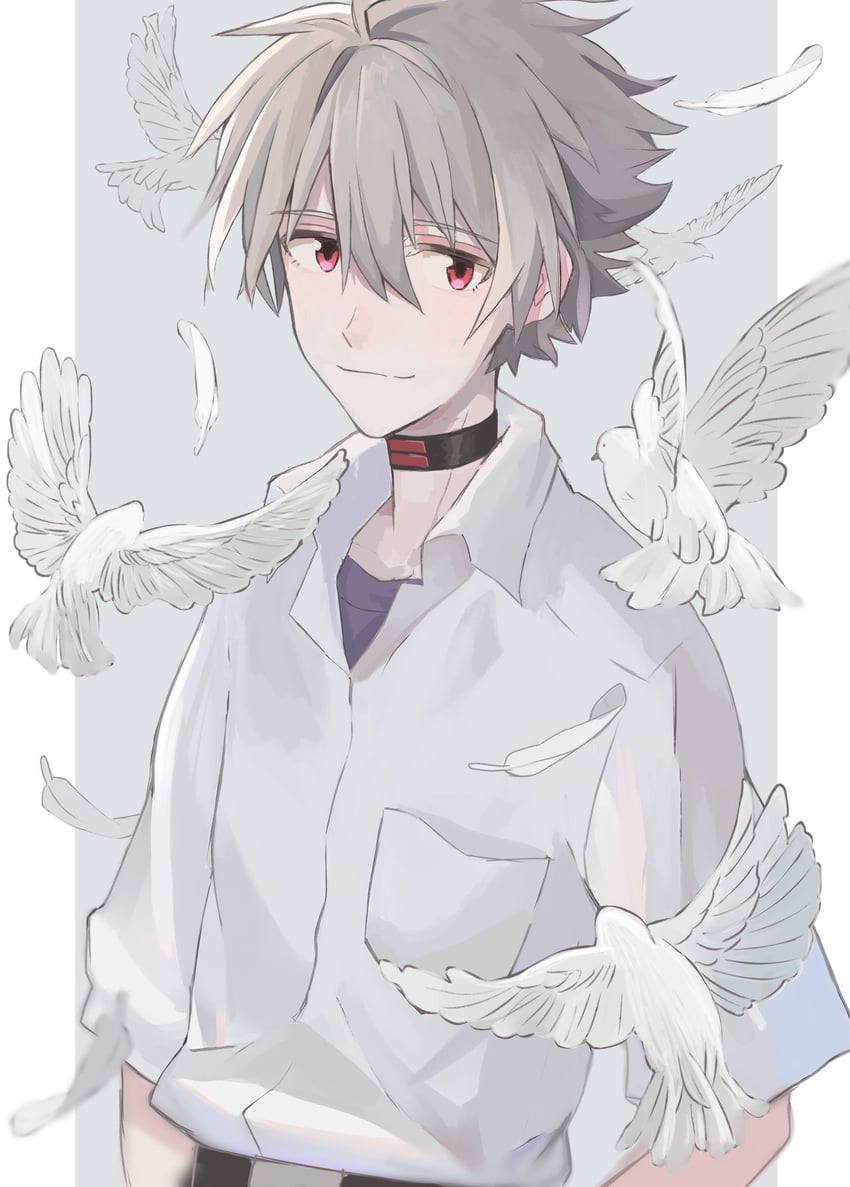 nagisa kaworu (neon genesis evangelion and 2 more) drawn by pe_ggo