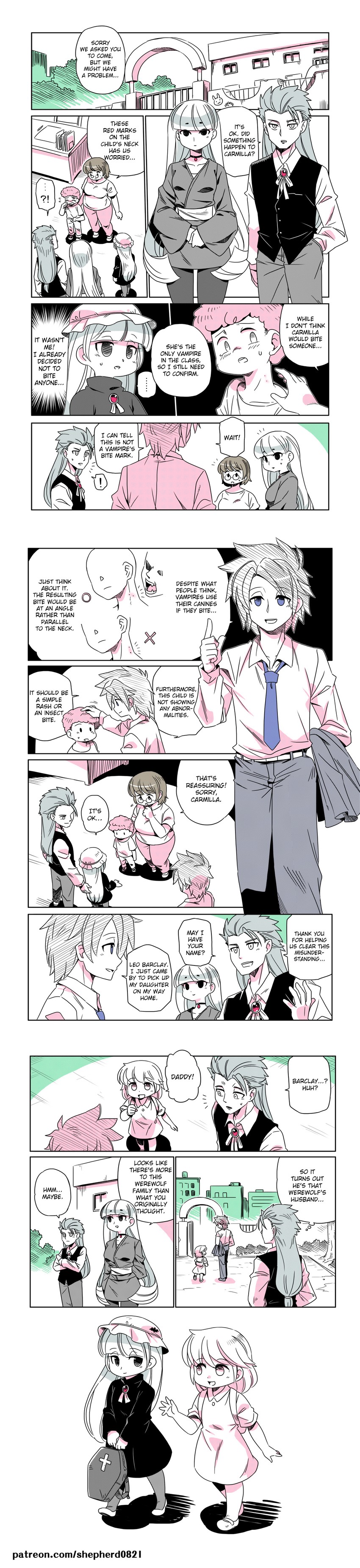 wendy, carmilla, leo, carmilla's father, and shelly (modern mogal) drawn by shepherd0821