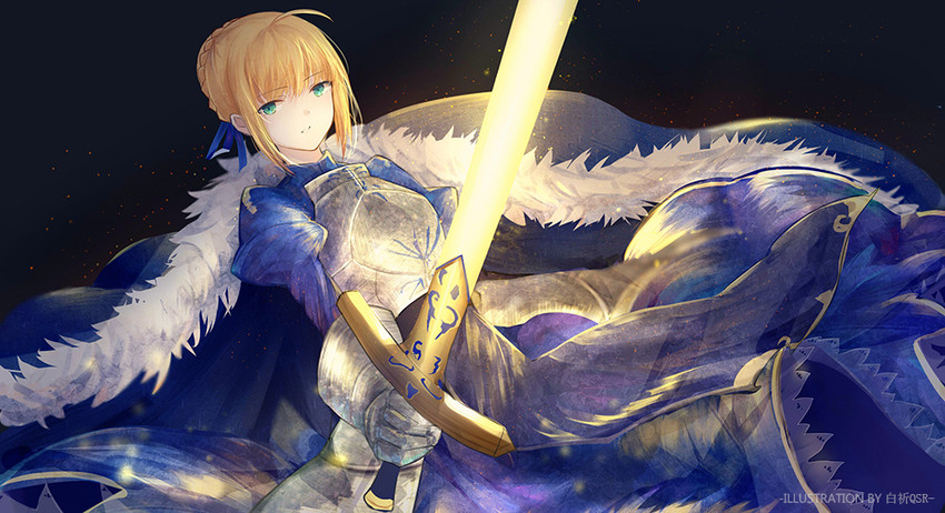 artoria pendragon and saber (fate and 1 more) drawn by bai_qi-qsr