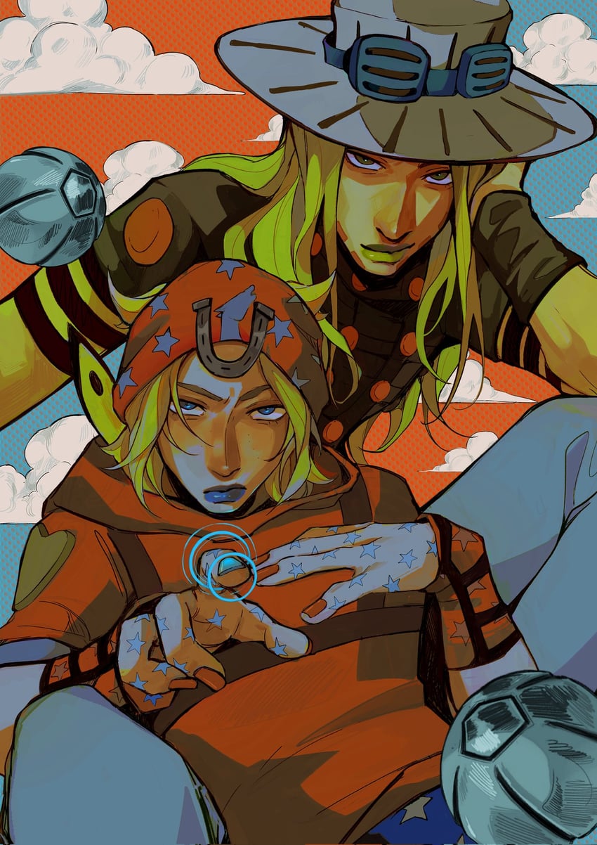 johnny joestar and gyro zeppeli (jojo no kimyou na bouken and 1 more) drawn by yissopiart