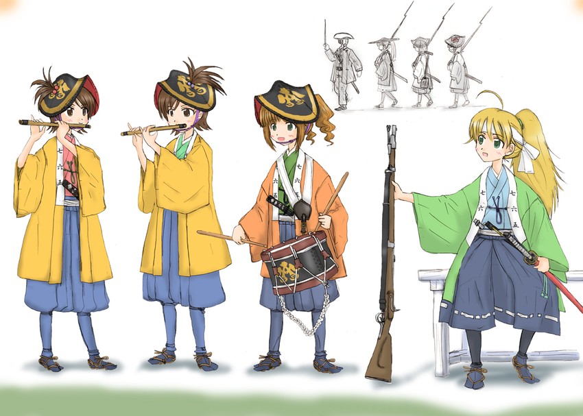 producer, hoshii miki, kisaragi chihaya, amami haruka, takatsuki yayoi, and 3 more (idolmaster) drawn by ernest_(sieg1945)