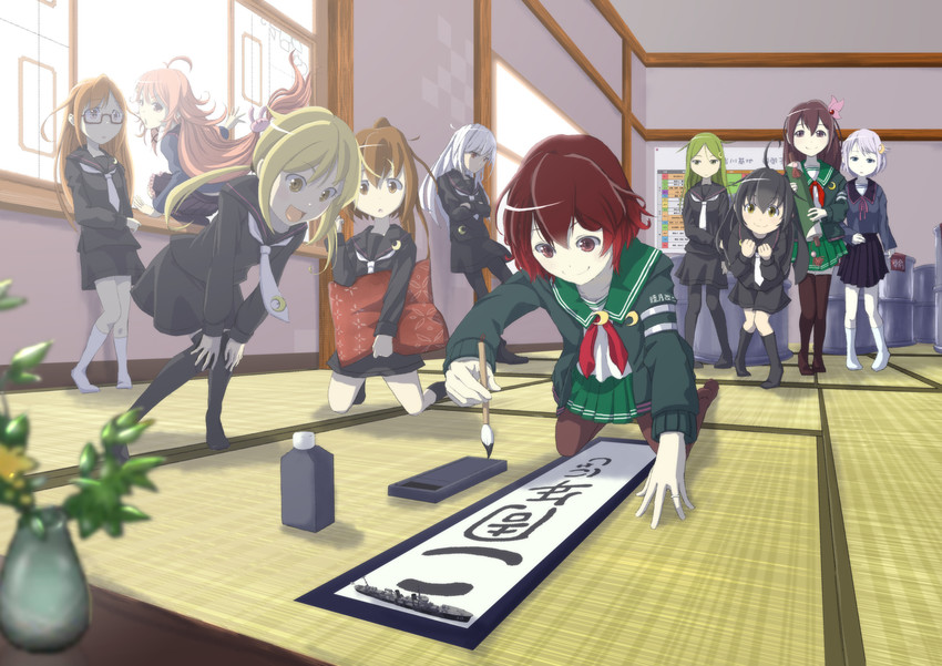 uzuki, satsuki, mutsuki, kisaragi, nagatsuki, and 7 more (kantai collection) drawn by miyauchi_yuusuke