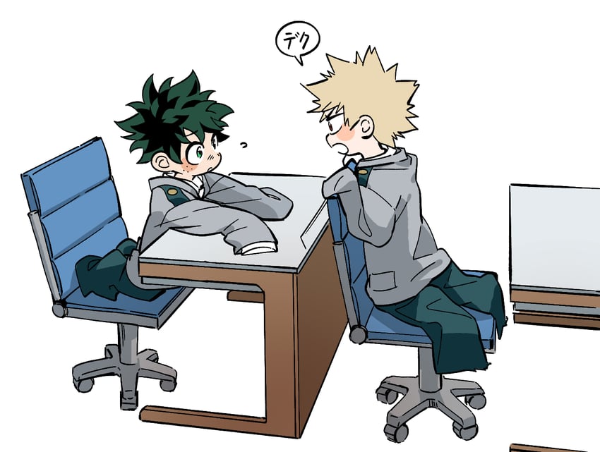 midoriya izuku and bakugou katsuki (boku no hero academia) drawn by hodu_(hodumha)