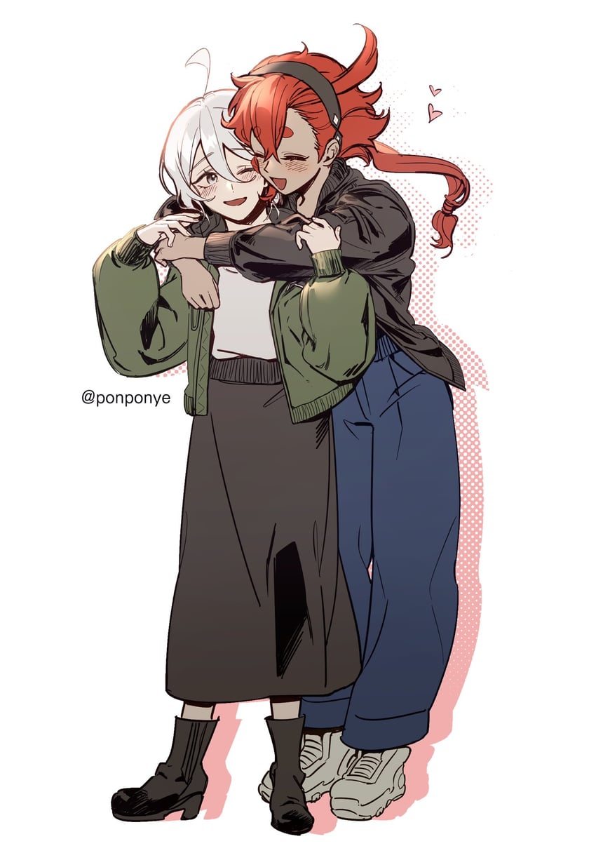 suletta mercury and miorine rembran (gundam and 1 more) drawn by ponye_(ponponye)