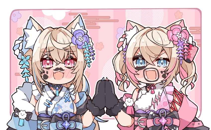 fuwawa abyssgard and mococo abyssgard (hololive and 1 more) drawn by kukie-nyan