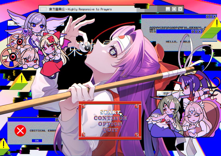 hakurei reimu, mima, konngara, sariel, elis, and 2 more (touhou and 4 more) drawn by guumin