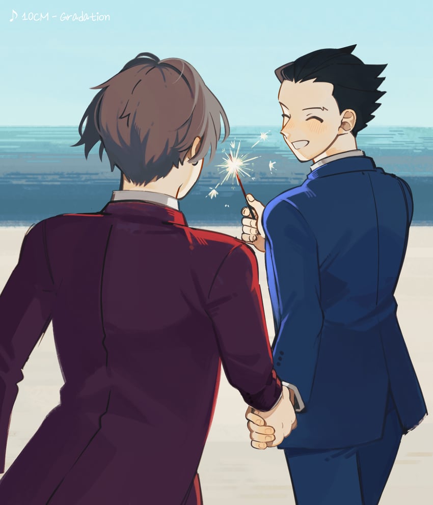 phoenix wright and miles edgeworth (ace attorney) drawn by dajiobjaction