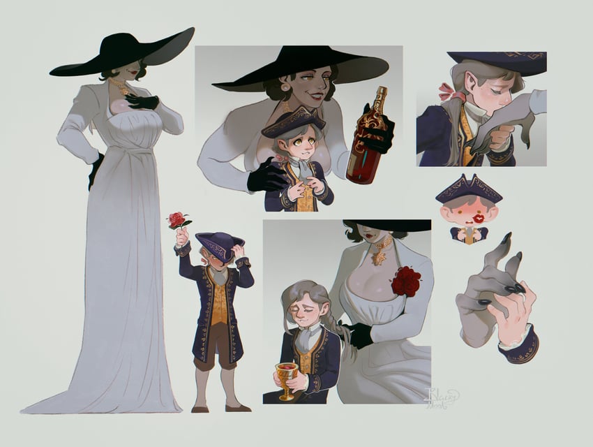 alcina dimitrescu and ramon salazar (resident evil and 2 more) drawn by pooziqo-royal
