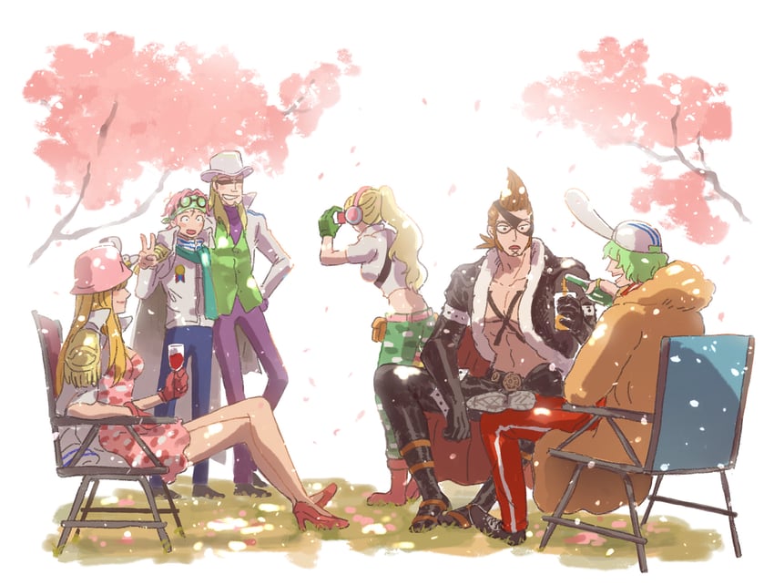 koby, x drake, helmeppo, hibari, kujaku, and 1 more (one piece) drawn by mocchi_(mkz)