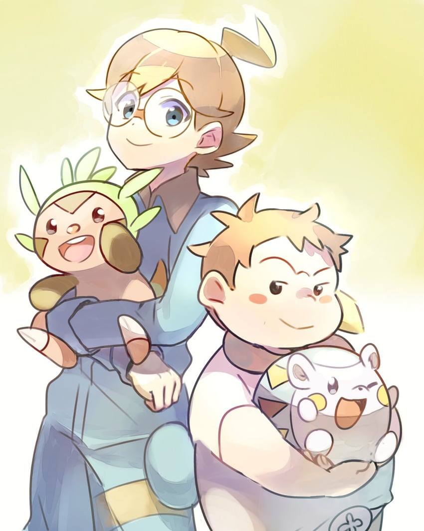 chespin, clemont, togedemaru, and sophocles (pokemon and 2 more) drawn by zakko_(si-is)