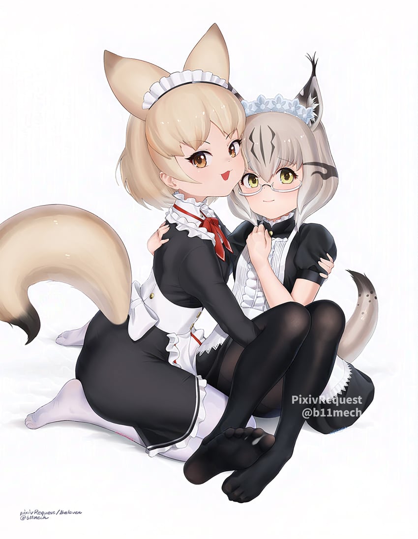 eurasian lynx and pale fox (kemono friends) drawn by beleven