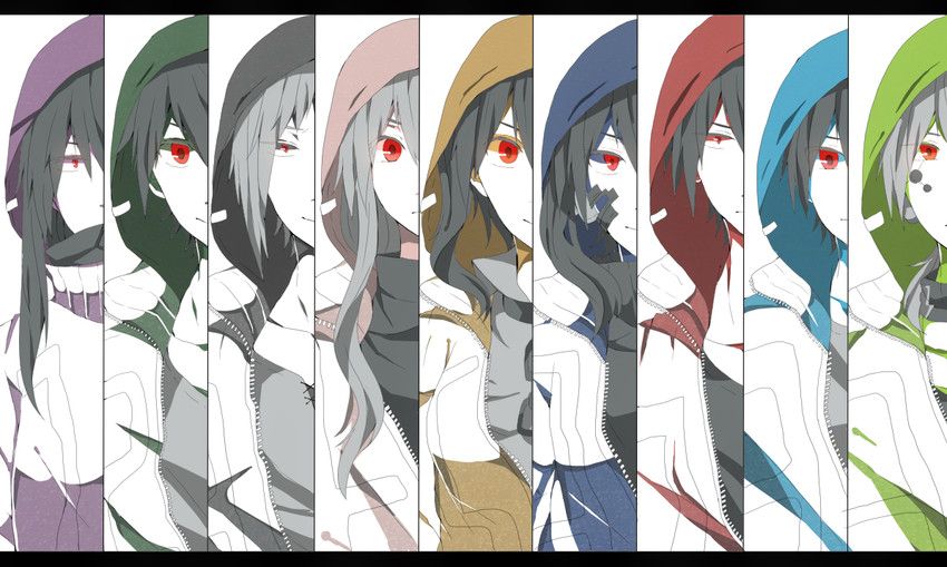 kozakura marry, kisaragi shintarou, kido tsubomi, ene, kano shuuya, and 4 more (kagerou project and 1 more) drawn by napio