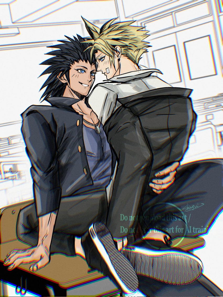 cloud strife and zack fair (final fantasy and 2 more) drawn by shinogu_r