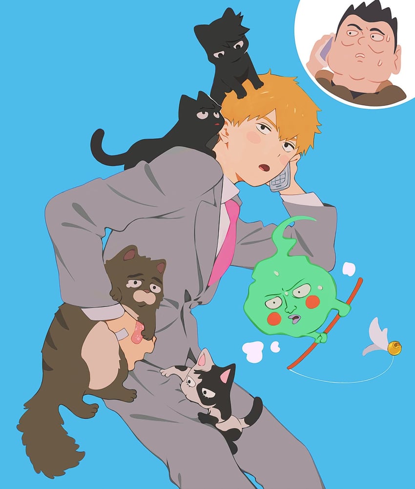 kageyama shigeo, reigen arataka, ekubo, kageyama ritsu, kurata tome, and 1 more (mob psycho 100) drawn by yukoxx131