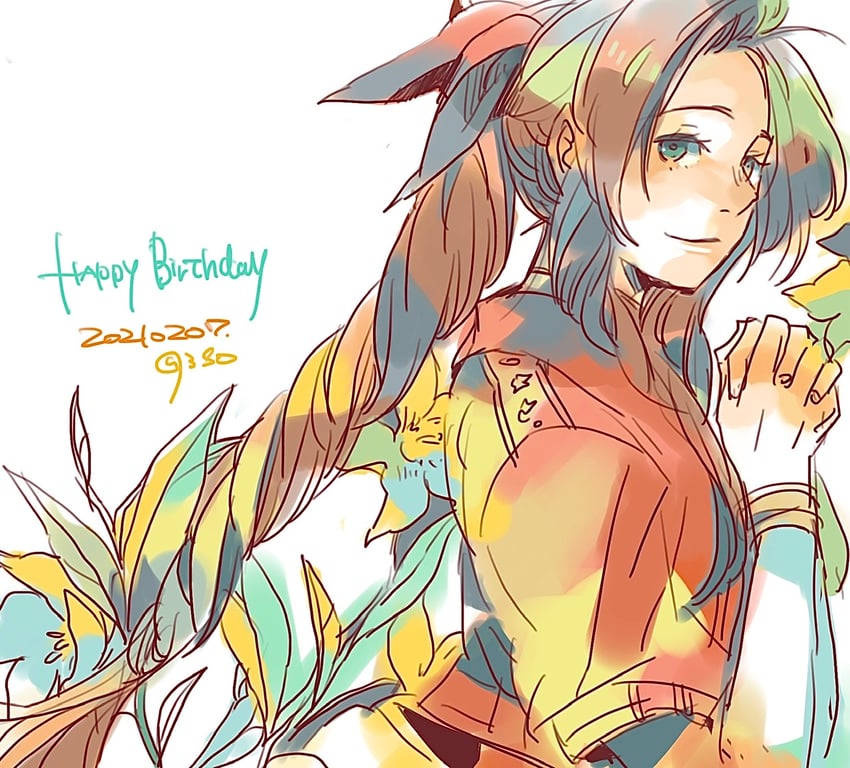 aerith gainsborough (final fantasy and 2 more) drawn by genpai39