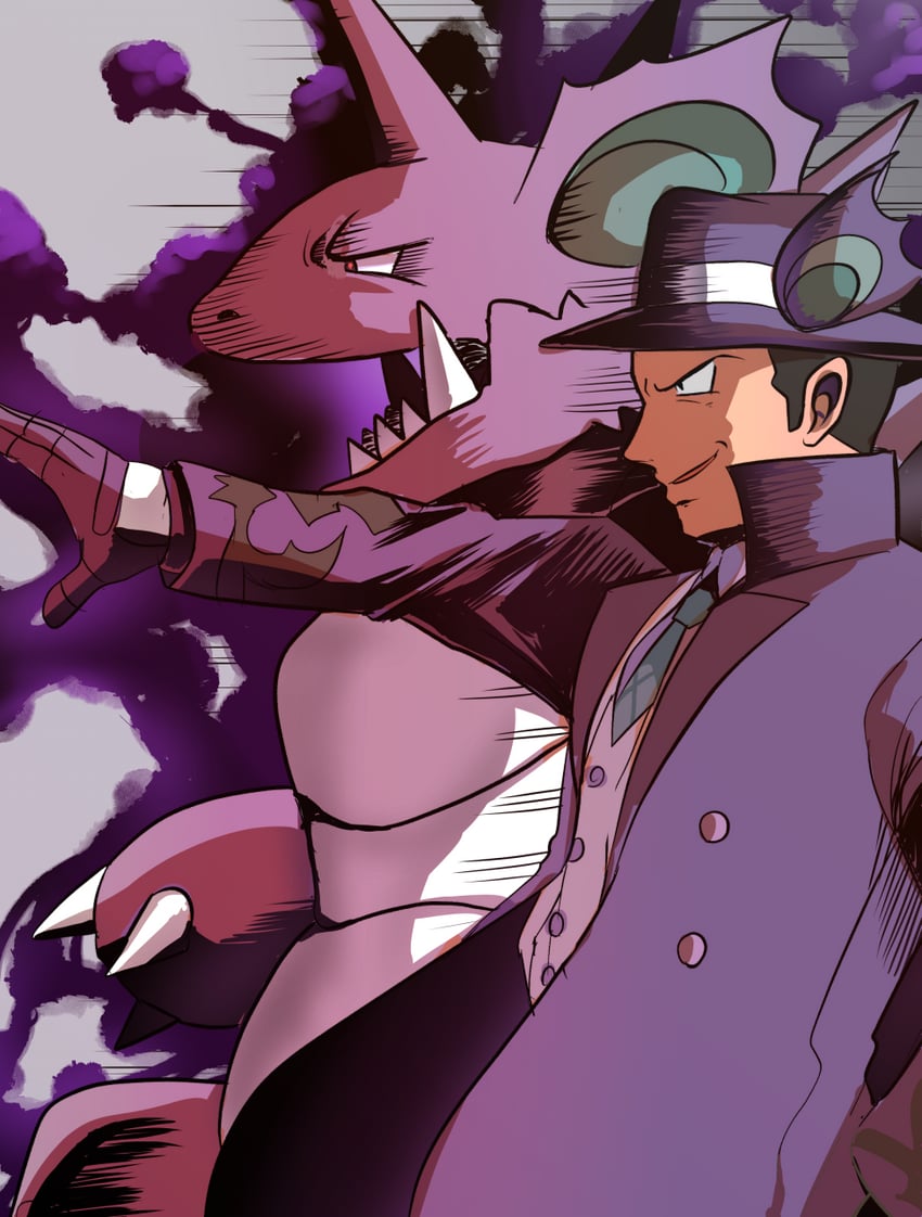 giovanni and nidoking (pokemon and 1 more) drawn by makita_(mugitya3776)