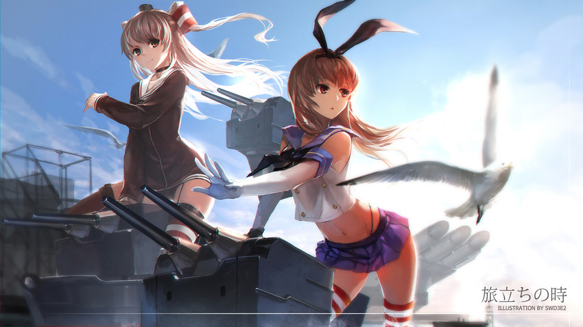 shimakaze, amatsukaze, and rensouhou-chan (kantai collection) drawn by swd3e2