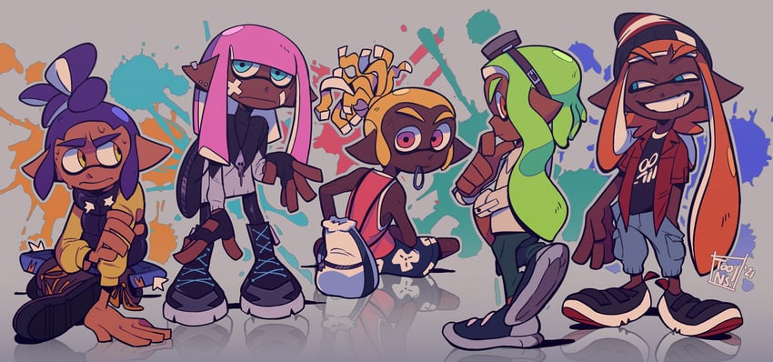 inkling player character and inkling boy (original and 1 more) drawn by datoonie