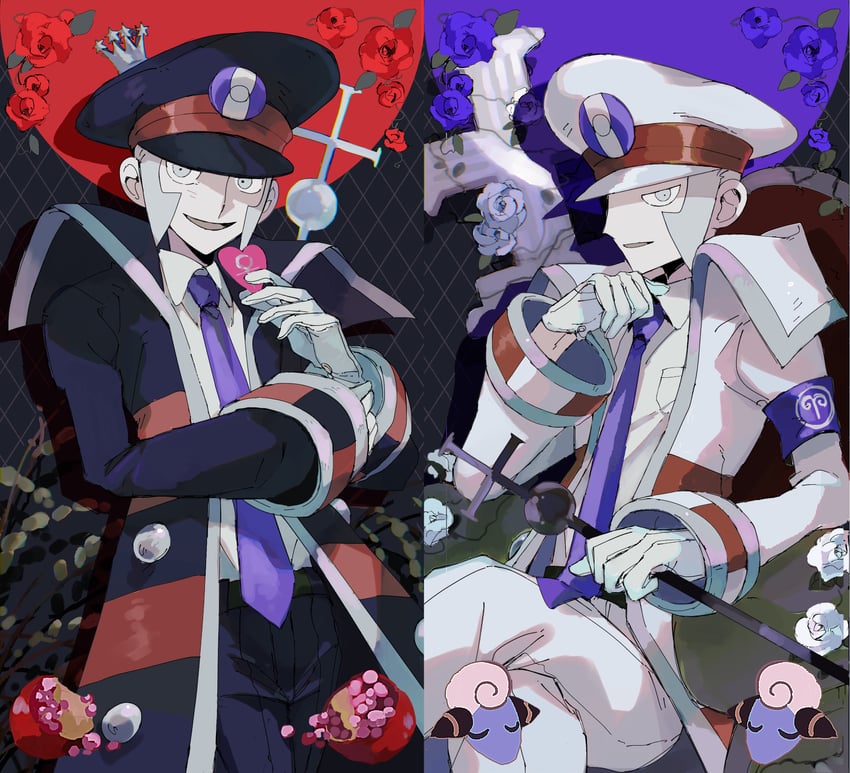 ingo, emmet, and mareep (pokemon and 1 more) drawn by onigiri_(ahku5522)