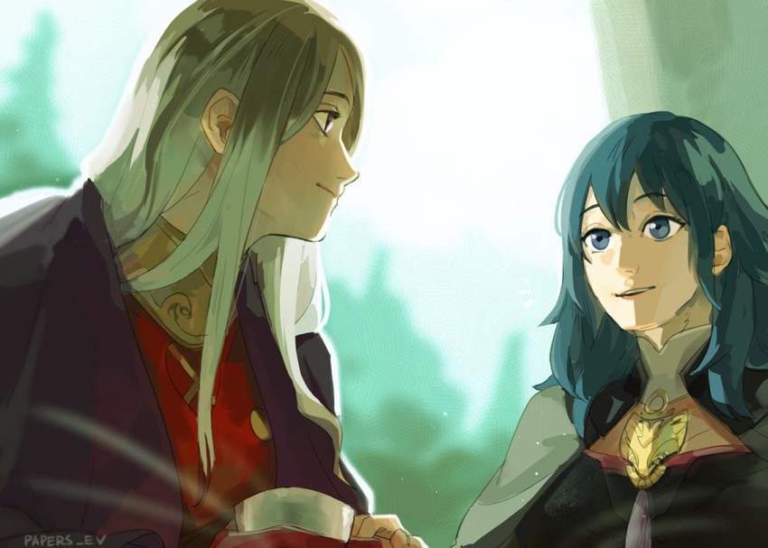 female byleth and edelgard von hresvelg (fire emblem and 1 more) drawn by papers_ev