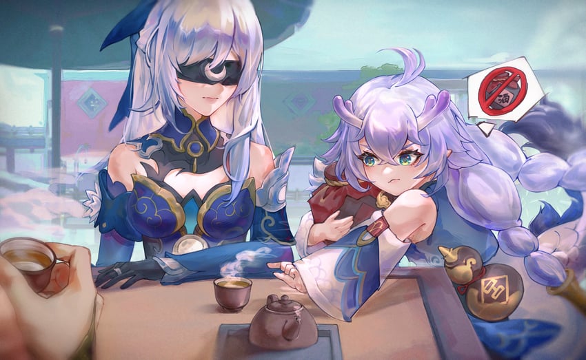 jingliu and bailu (honkai and 1 more) drawn by hiratechen