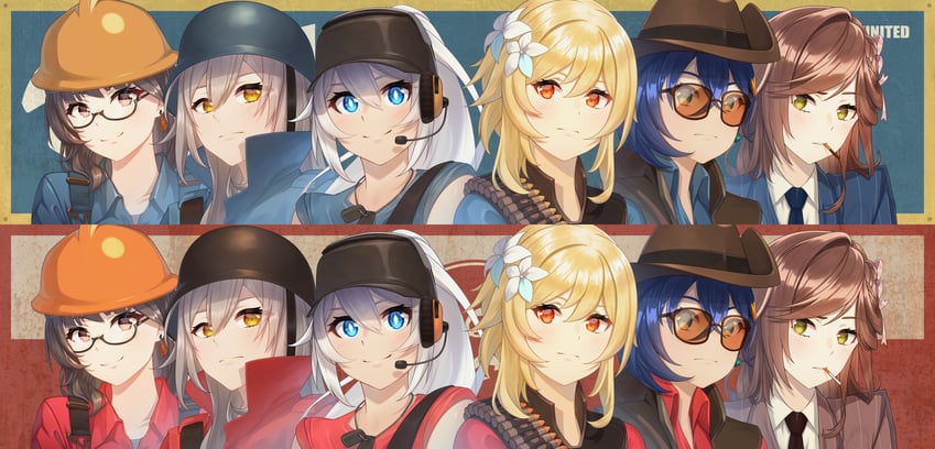lumine, trailblazer, stelle, kiana kaslana, belle, and 20 more (genshin impact and 7 more) drawn by acrylicstroke