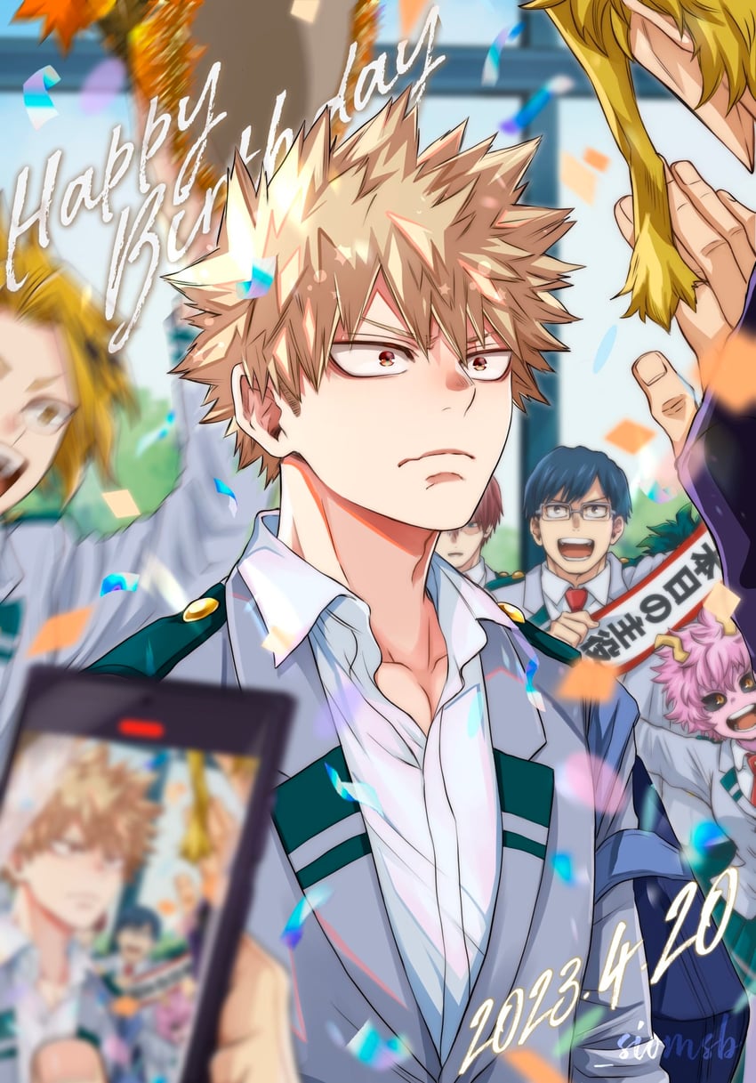 midoriya izuku, bakugou katsuki, todoroki shoto, ashido mina, kaminari denki, and 2 more (boku no hero academia) drawn by salt_-_siomsb