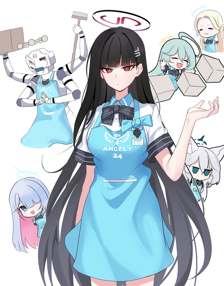 shiroko, rio, shiroko terror, ryoumen sukuna, yume, and 3 more (blue archive and 1 more) drawn by skyrain315