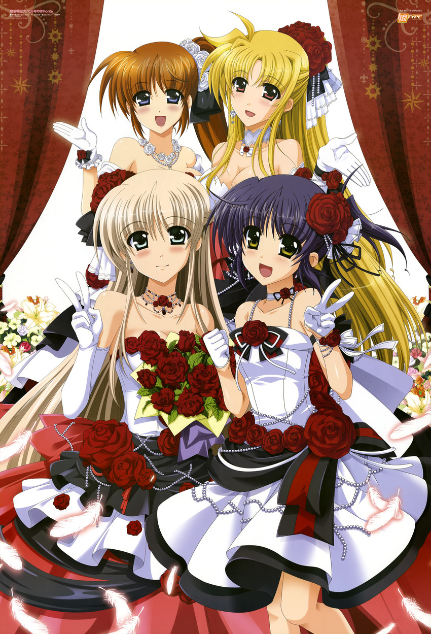 fate testarossa, takamachi nanoha, lily-strosek, and isis egret (lyrical nanoha and 2 more) drawn by higa_yukari