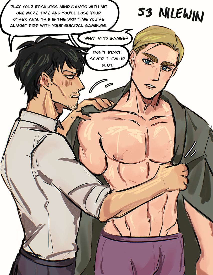 erwin smith and nile dok (shingeki no kyojin) drawn by zombu7